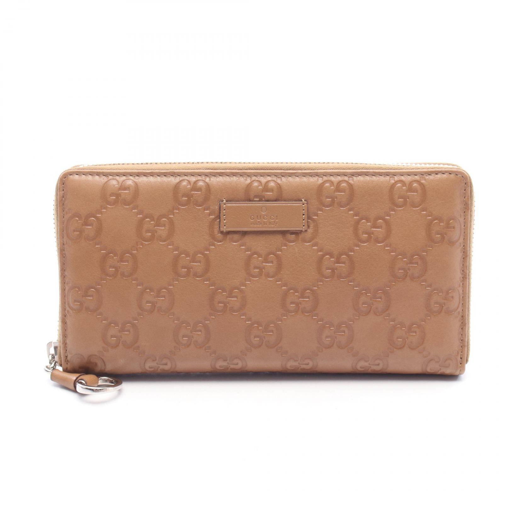 グッチ GUCCI グッチシマ ラウンド長財布 財布 レザー レディース ブラウン系 224246 【中古】
