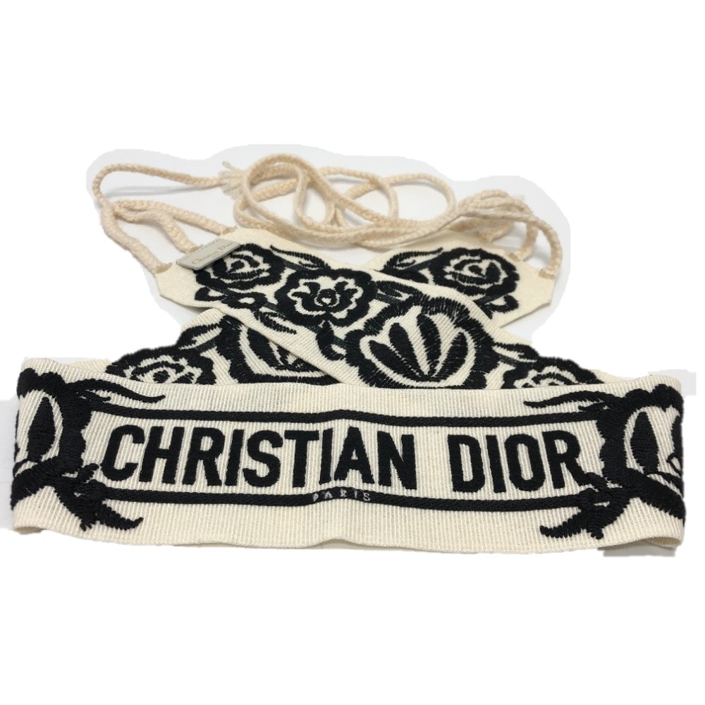 ディオール Dior メキシカンフラワーベルト エンブロイダリー ロゴ 刺繍 ズボン用ベルト ベルト キャンバス ホワイト