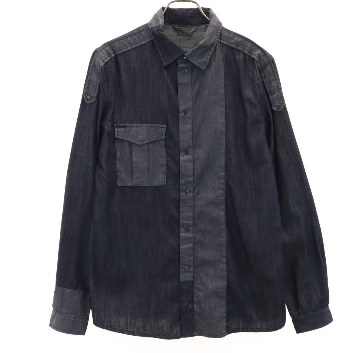 DIESEL ディーゼル 長袖 シャンブレーシャツ M ネイビー