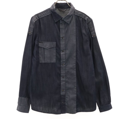 DIESEL ディーゼル 長袖 シャンブレーシャツ M ネイビー