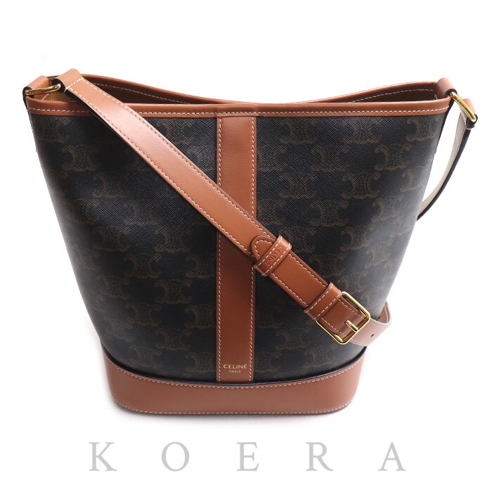 CELINE セリーヌ トリオンフ スモール バケット ショルダーバッグ タン 191442CAS.04LU レディース【中古】