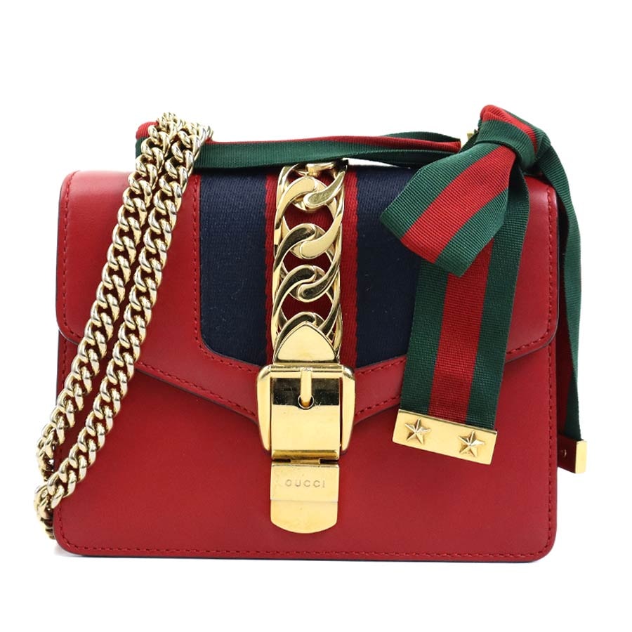やや傷や汚れあり】グッチ GUCCI ショルダーバッグ シルヴィ レザー