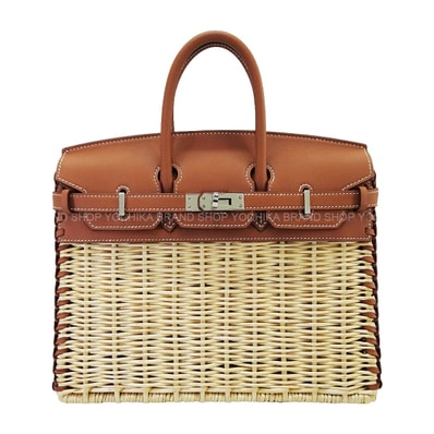 【恵比寿明治通り店】HERMES エルメス ハンドバッグ バーキン25 ピクニック ゴールド スイフト/ラタン シルバー金具 K刻印 新品未使用