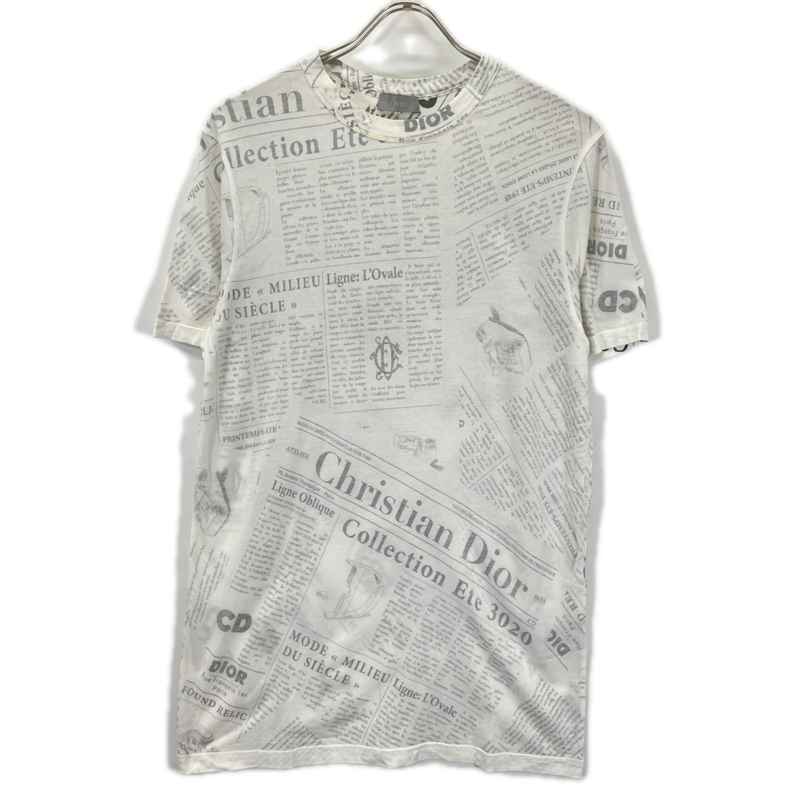 ディオール ×ダニエル アーシャム 20SS 023J600C0589 ニュースペーパー総柄プリント 半袖Tシャツ XS