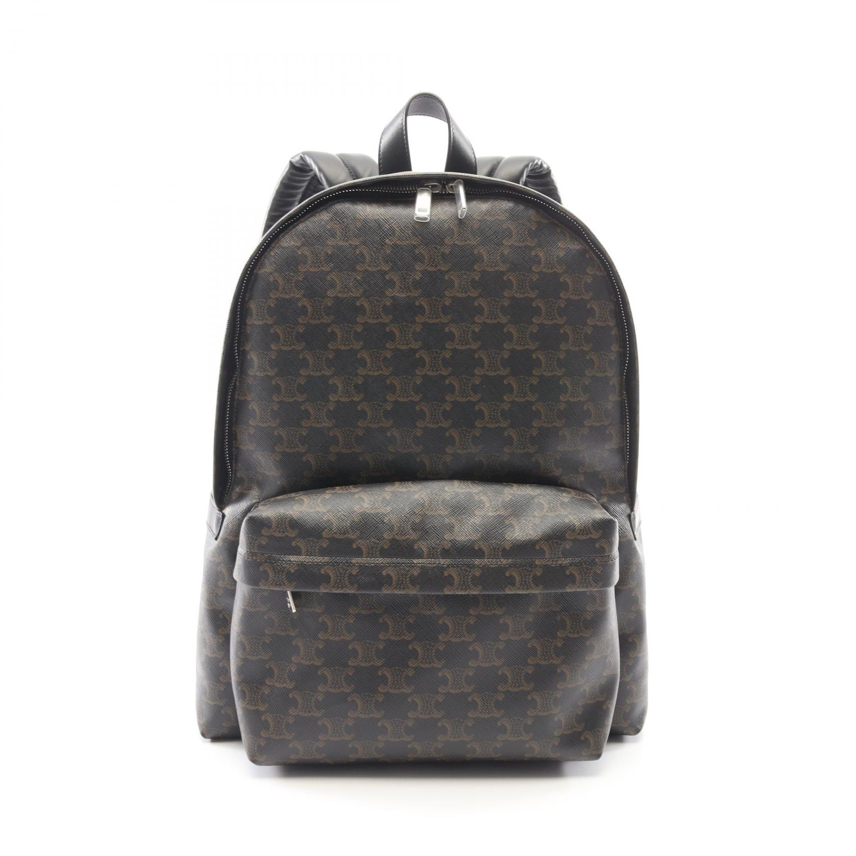 セリーヌ CELINE トリオンフ ミディアム リュックサック バックパック バッグ PVCコーティングキャンバス レザー メンズ レディース ブラック系 188382BOV38SI 【新品】