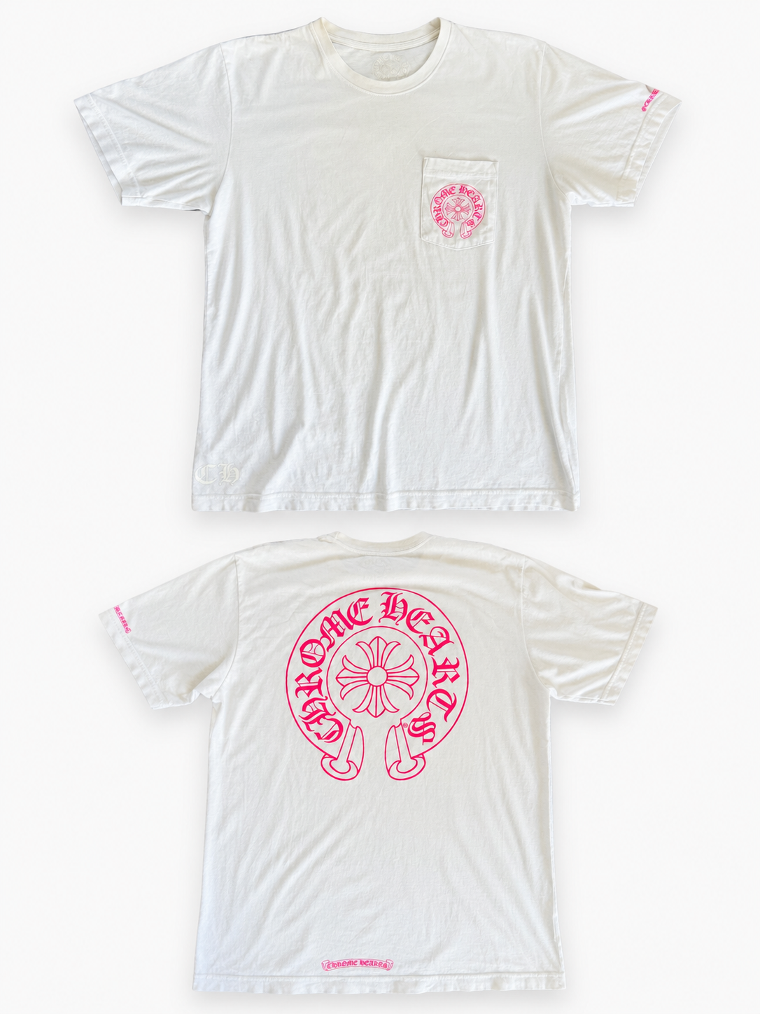 新品未使用　クロムハーツ　ホースシュー　ローラースケート　Tシャツ　芸能人愛用 新品未使用 クロムハーツ ピンク Tシャツ L バック ホースシュー