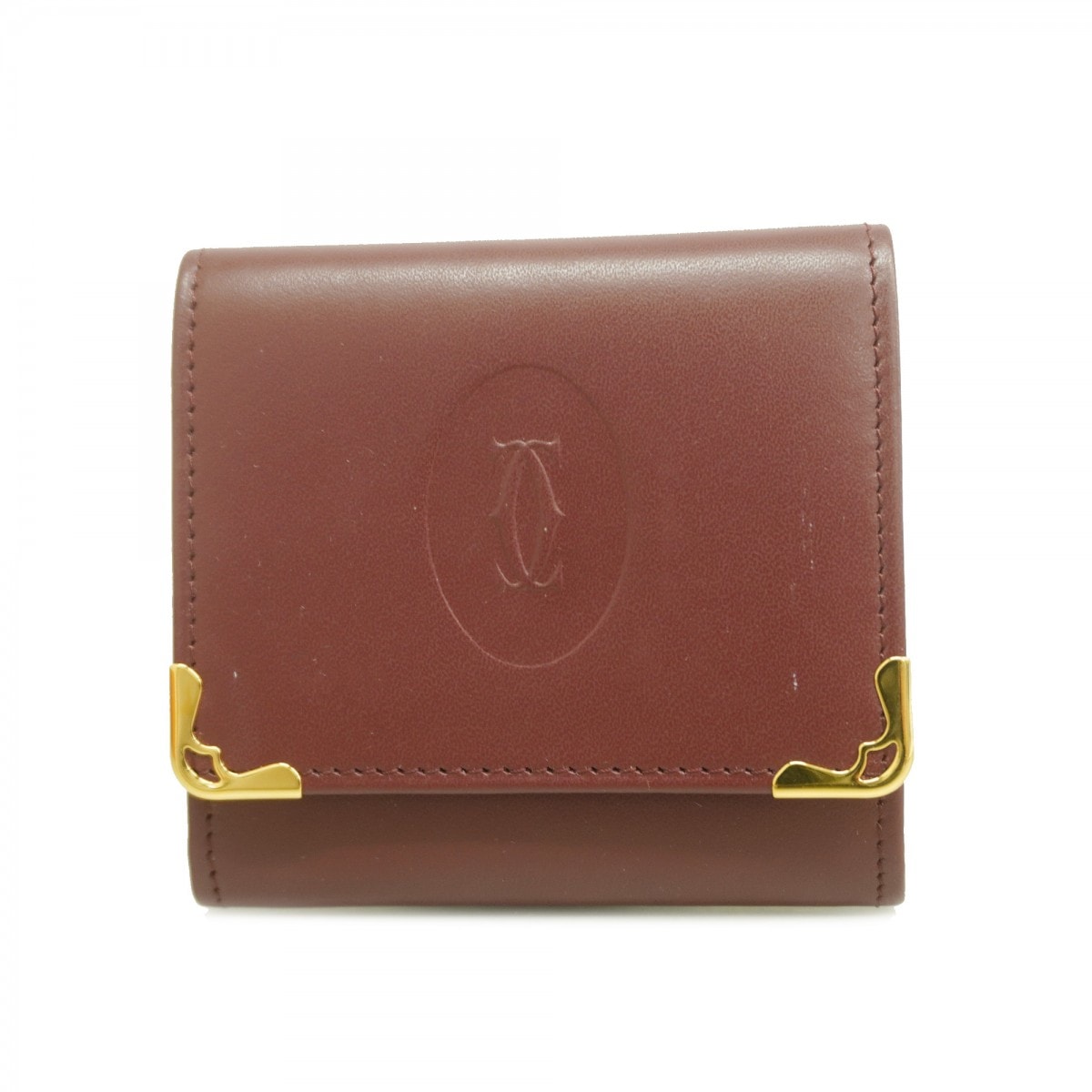 ★SALE【6cb2494】カルティエ コインケース マスト レザー ボルドー ゴールド金具【中古】メンズ レディース ユニセックス