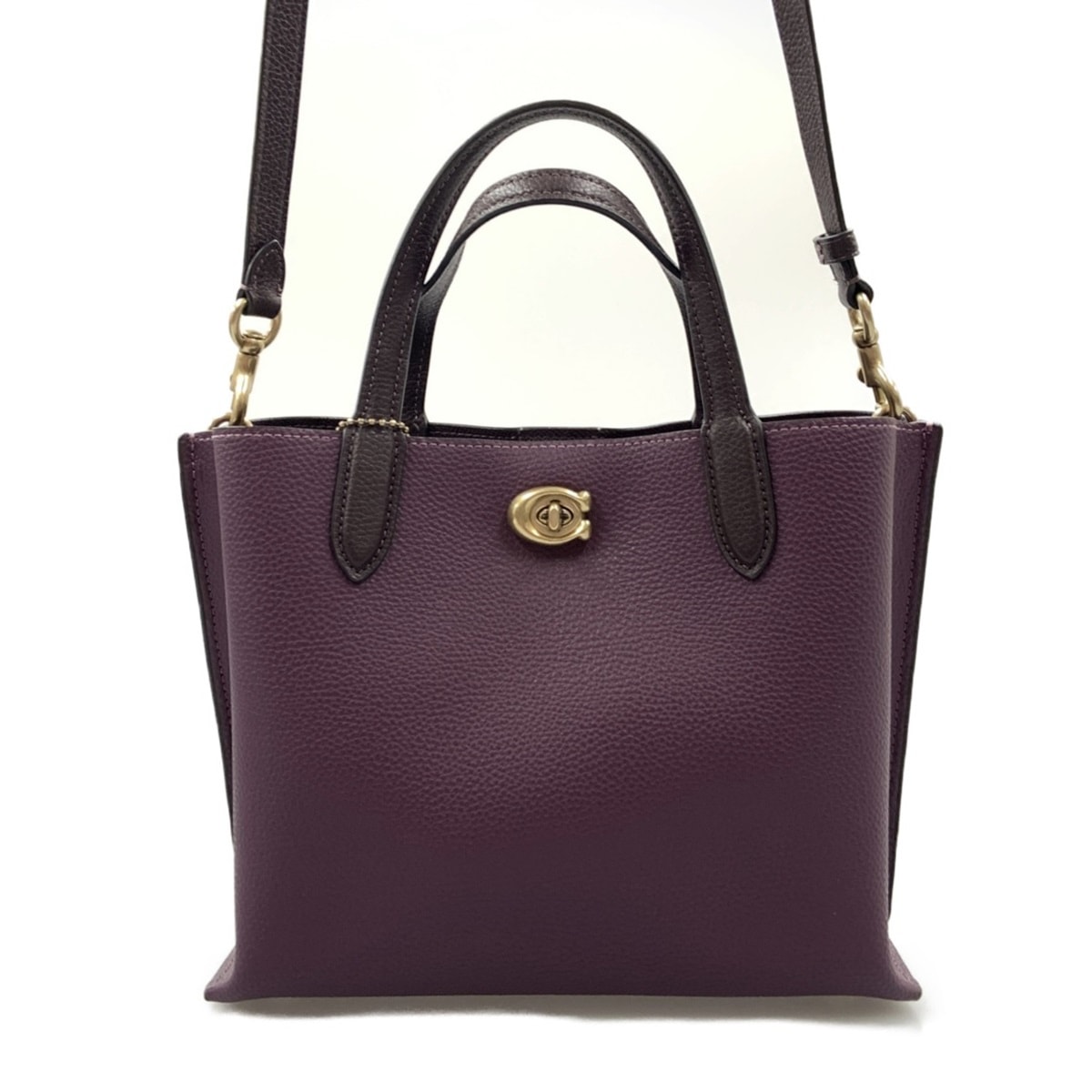 〇〇COACH コーチ ウィロウ トート 24 カラーブロック 2WAY トートバッグ  C8561 パープル