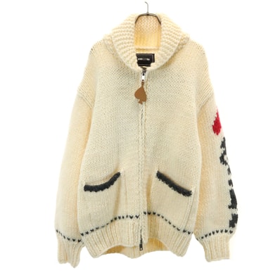 WIND AND SEA ウィンダンシー ウール100% カウチンジャケット M ホワイト セーター