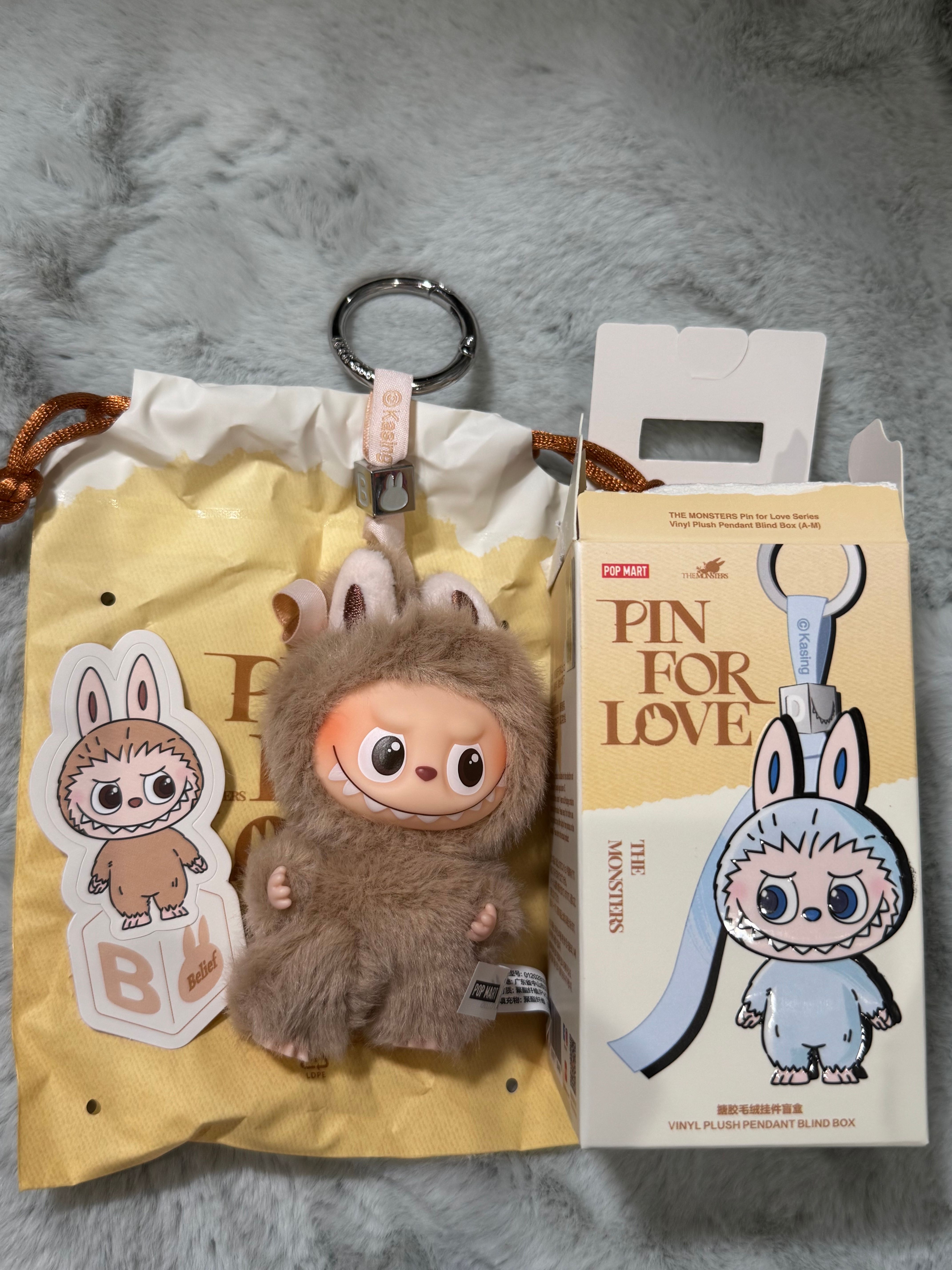 POP MART THE MONSTERS (LABUBU) Pin for Love Series-Vinyl Plush Pendant (A-M) B