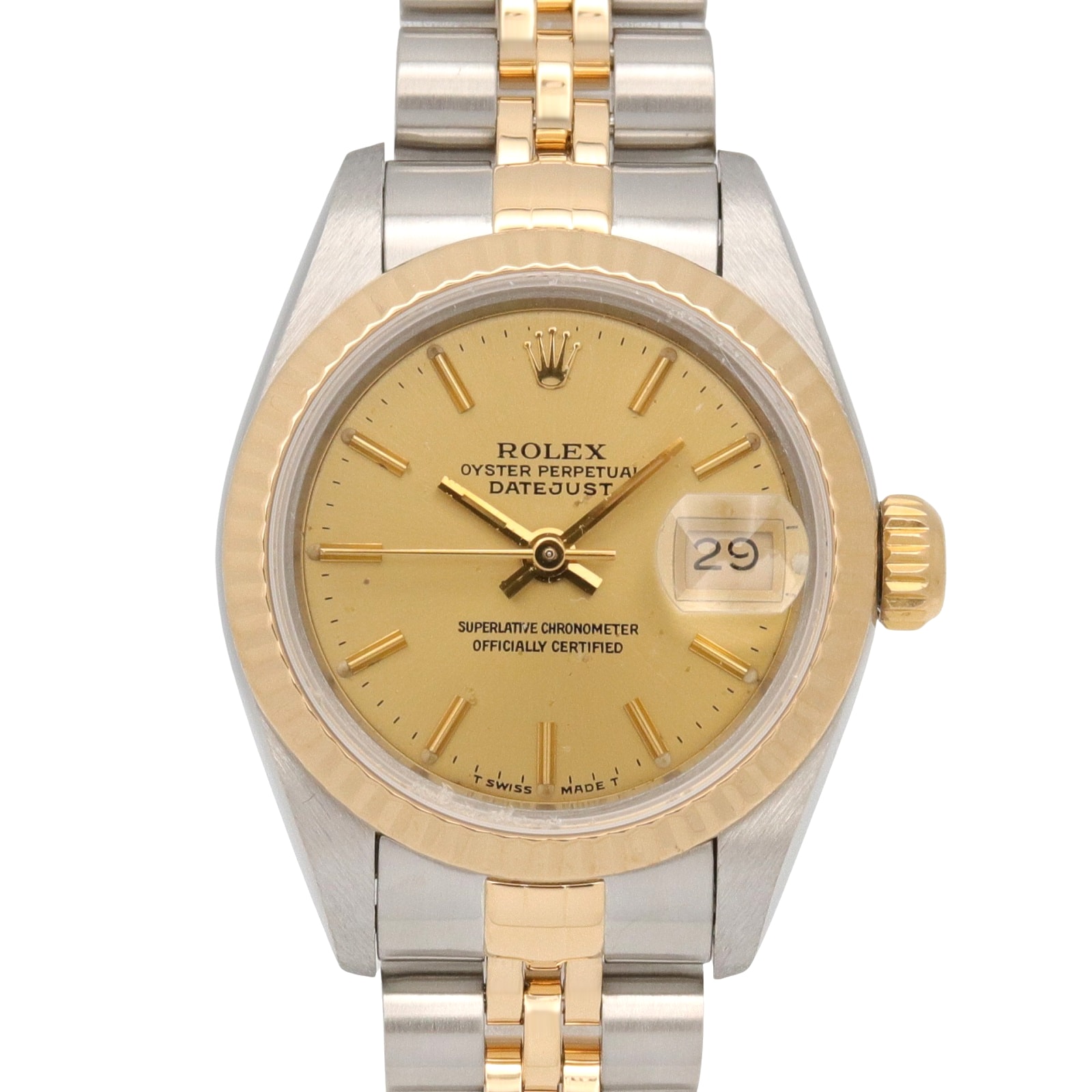 ロレックス ROLEX デイトジャスト X番 腕時計 時計 K18(イエローゴールド) ステンレススチール レディース ゴールド系 シャンパン/バー 69173 【中古】