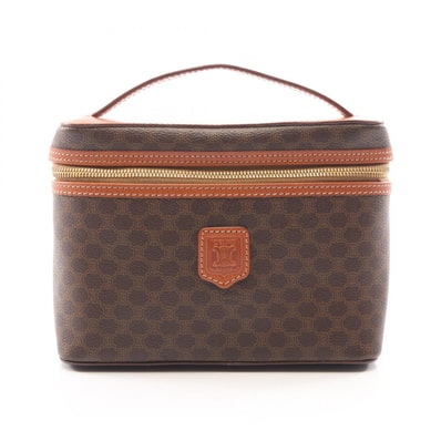 セリーヌ CELINE マカダム ハンドバッグ バッグ PVCコーティングキャンバス レザー レディース ブラウン系 【中古】