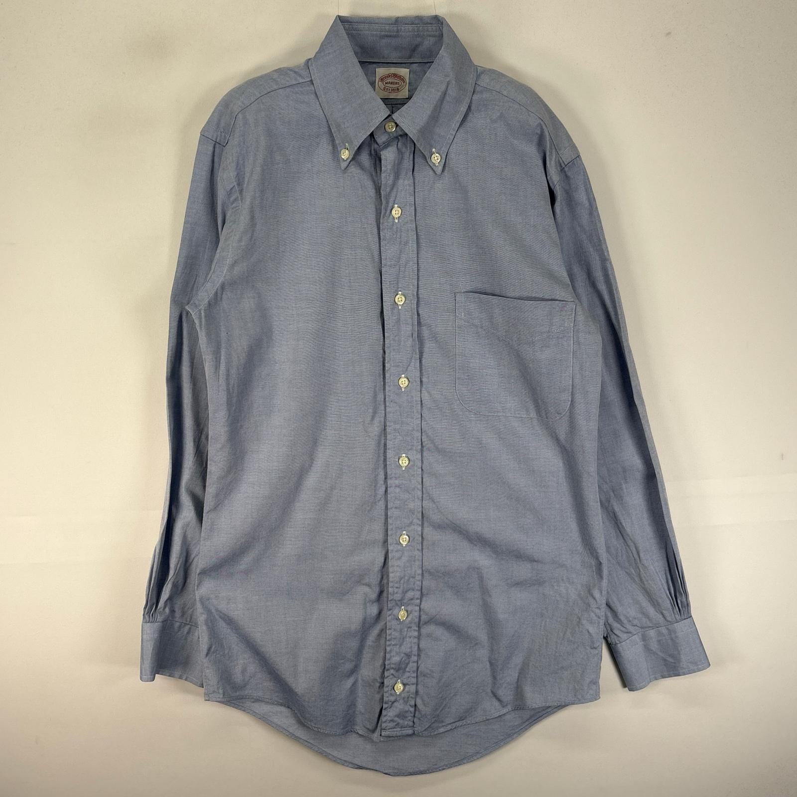 古着 ブルックスブラザーズ Brooks Brothers 長袖シャツ ボタンダウン Makers USA製  ブルー系 無地 メンズ