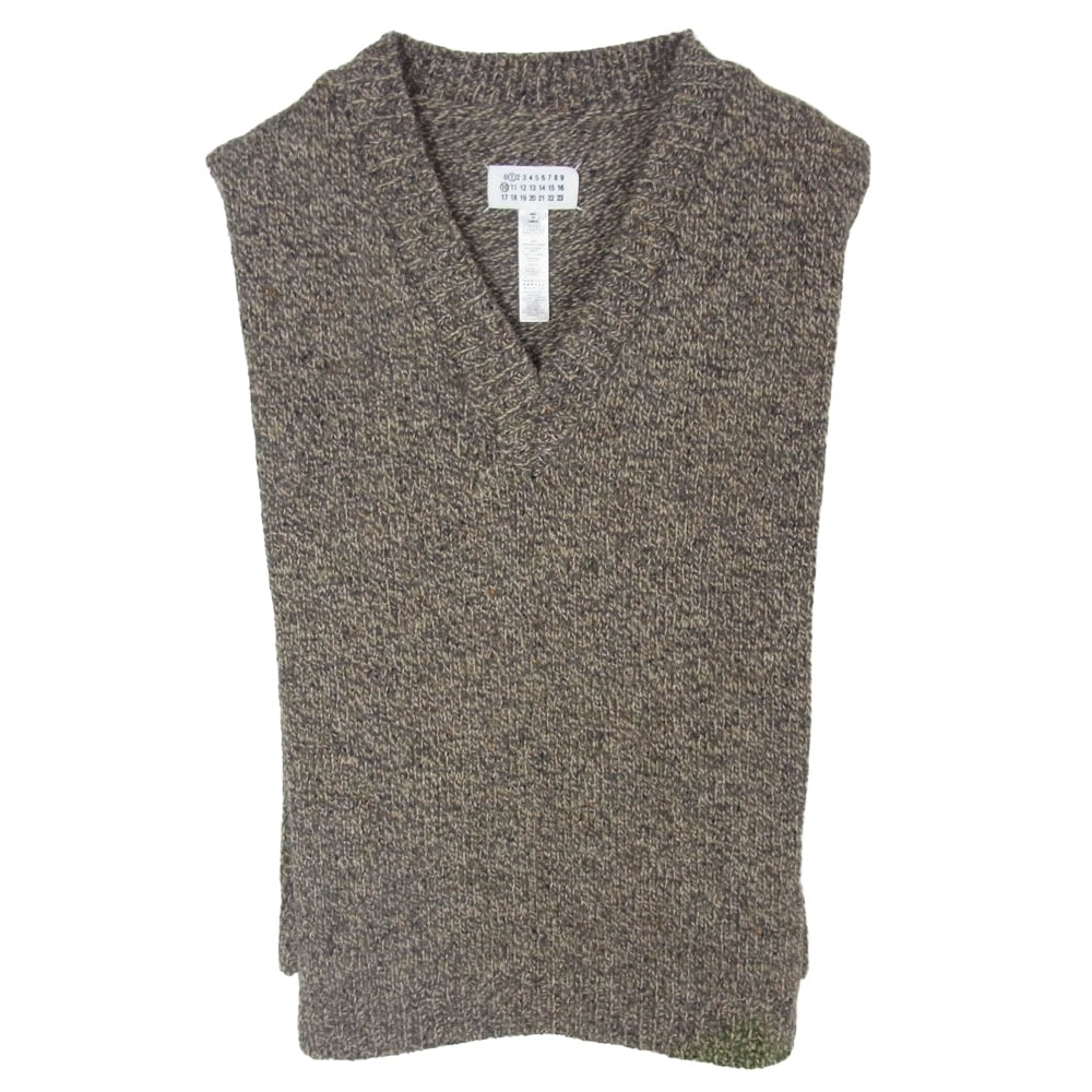 MAISON MARGIELA メゾンマルジェラ 24SS S50TH0064 タバード ニット ベスト Vネック アルパカ混 四つタグ 10ライン 1ライン ダークブラウン系【中古】