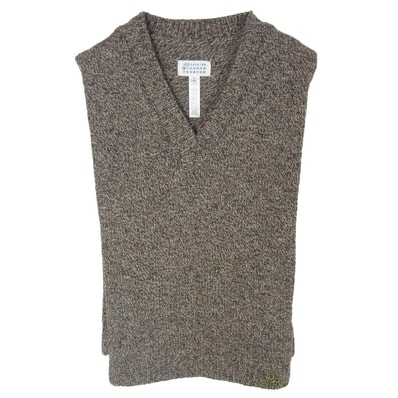 MAISON MARGIELA メゾンマルジェラ 24SS S50TH0064 タバード ニット ベスト Vネック アルパカ混 四つタグ 10ライン 1ライン ダークブラウン系【中古】