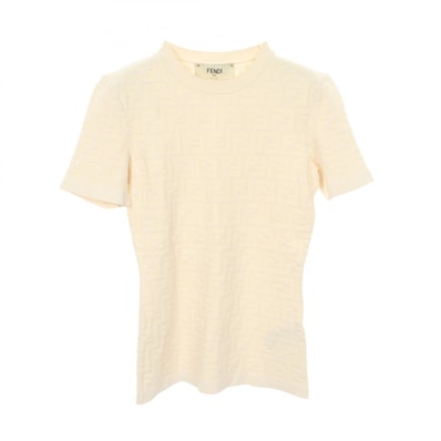 フェンディ FENDI FFロゴ 半袖 ニット 衣料品 トップス ポリエステル ビスコース / ナイロン / ポリエステル レディース アイボリー系 【中古】
