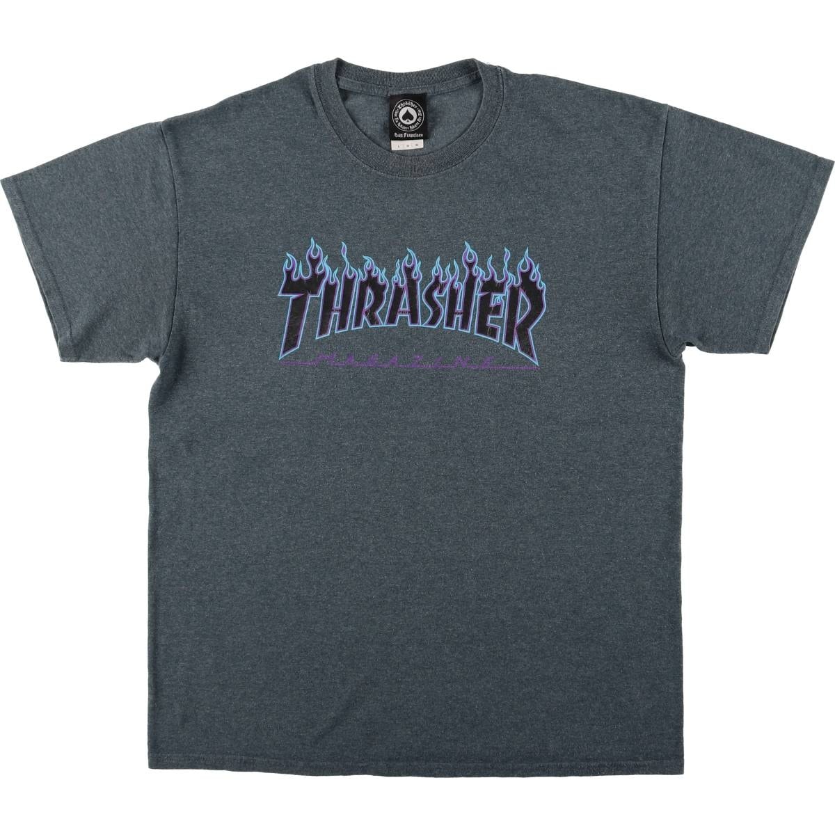 古着 スラッシャー THRASHER ファイヤーパターン サーフ スケートTシャツ メンズL相当/eaa578148