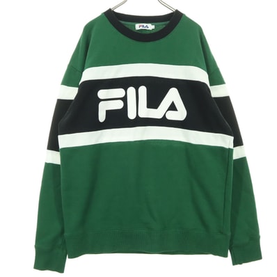 FILA フィラ ブランドロゴ 長袖 トレーナー L グリーン スウェット