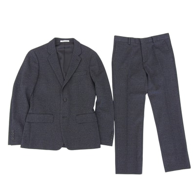 カルバンクライン ウール ヘリンボーン 2B シングル ジャケットパンツ セットアップ スーツ メンズ グレー 36 30 36 C88~94