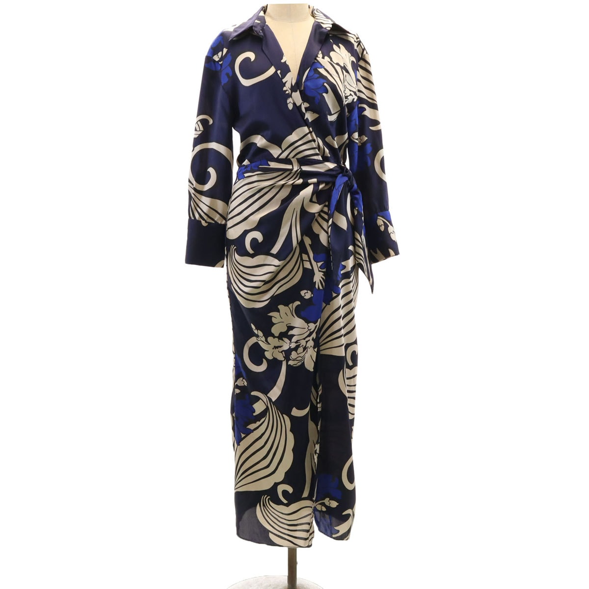 ZARA ザラ 花柄 長袖 シャツワンピース XS ネイビー