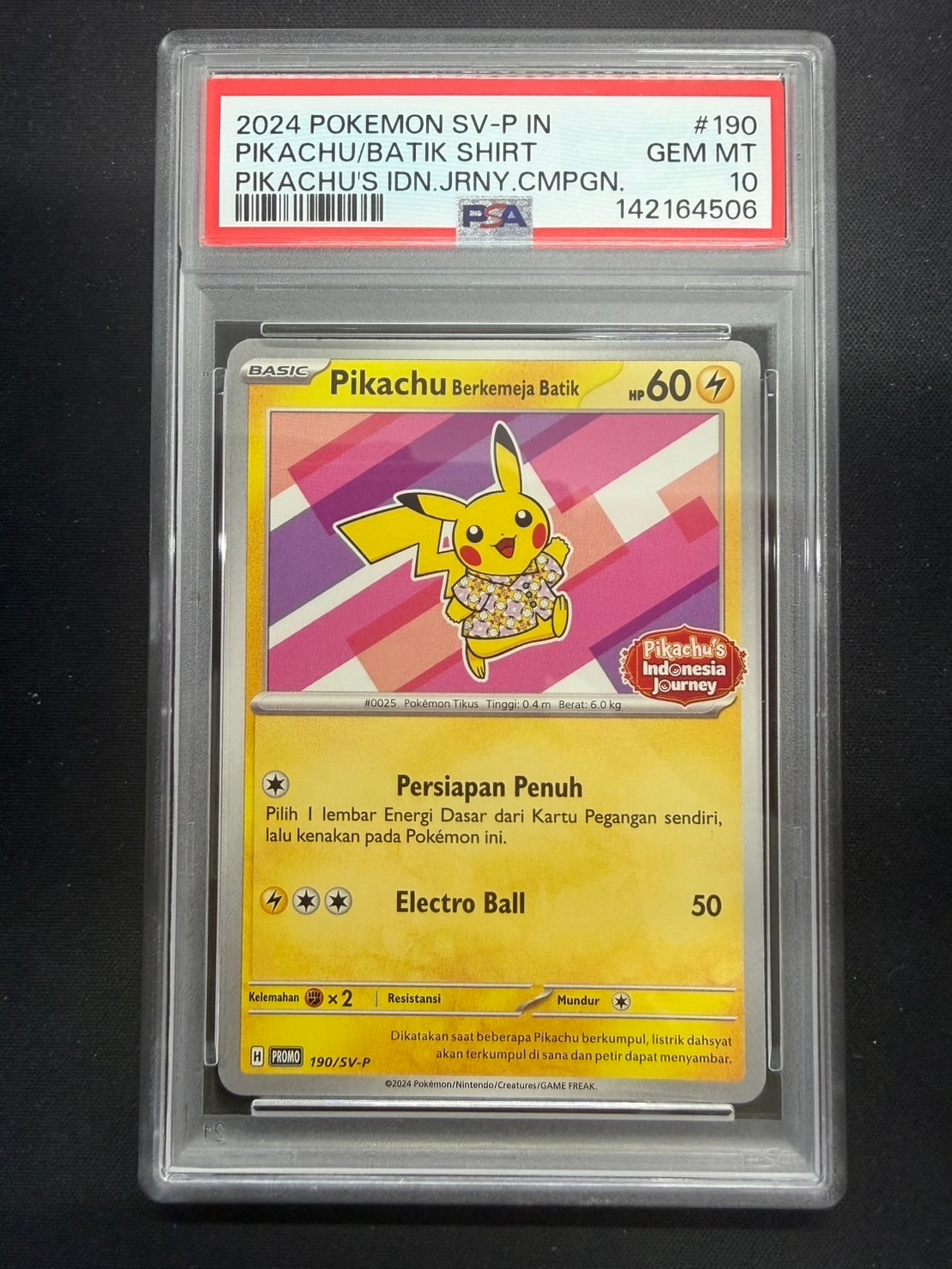 バティックシャツのピカチュウ インドネシア190 sv-p P PSA10 PSA10】バティックシャツを着たピカチュウ (フラワーピカチュウ柄) P