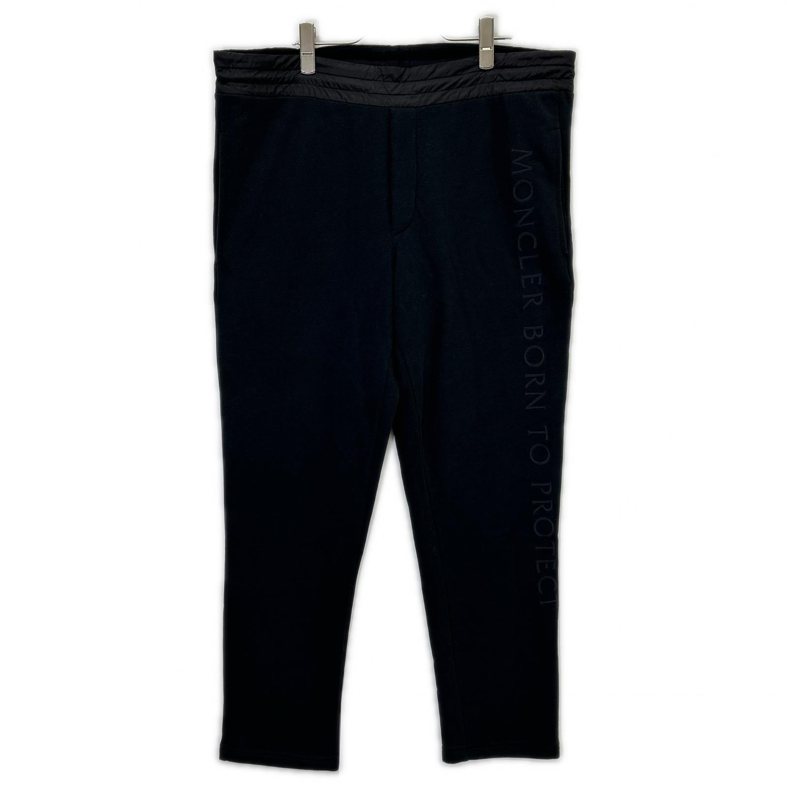 モンクレール 21年製 ブラック SWEAT BOTTOM ナイロンポケット スウェットパンツ L