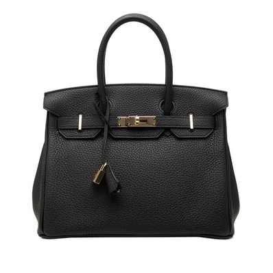 エルメス バーキン30 ハンドバッグ 内縫い K刻印 2025年 ブラック ゴールド金具 トゴ レディース HERMES 中古