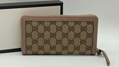 GUCCI 長財布 GGキャンバス ブラウン ピンク