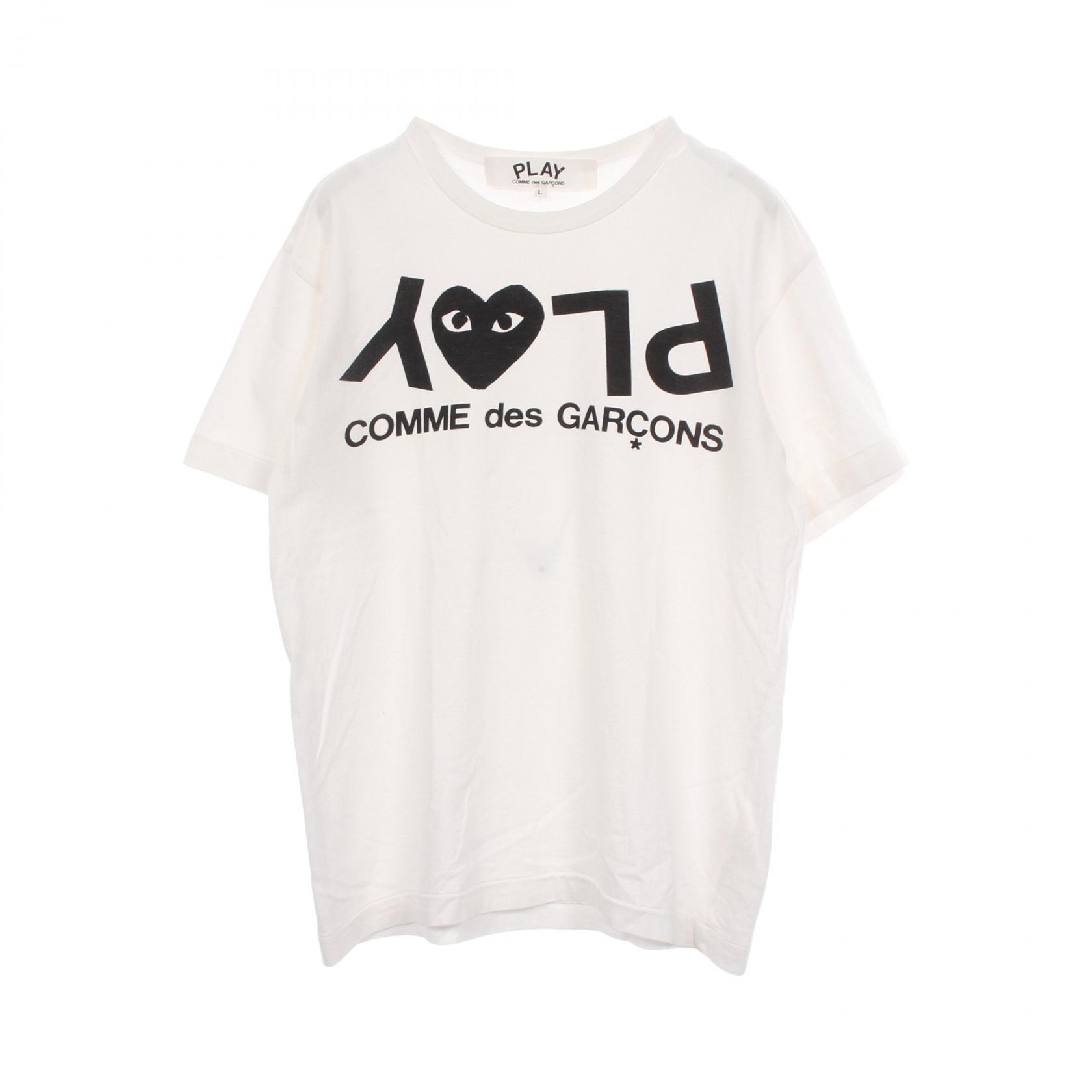 コムデギャルソン COMME des GARCONS リバースロゴ 半袖Tシャツ 衣料品 トップス コットン メンズ ホワイト系 / ブラック系 【中古】