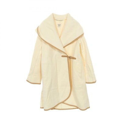 エルメス HERMES ラップコート フーデッド 衣料品 アウター ウール カシミヤ ベージュ レディース アイボリー系 / ベージュ系 【中古】
