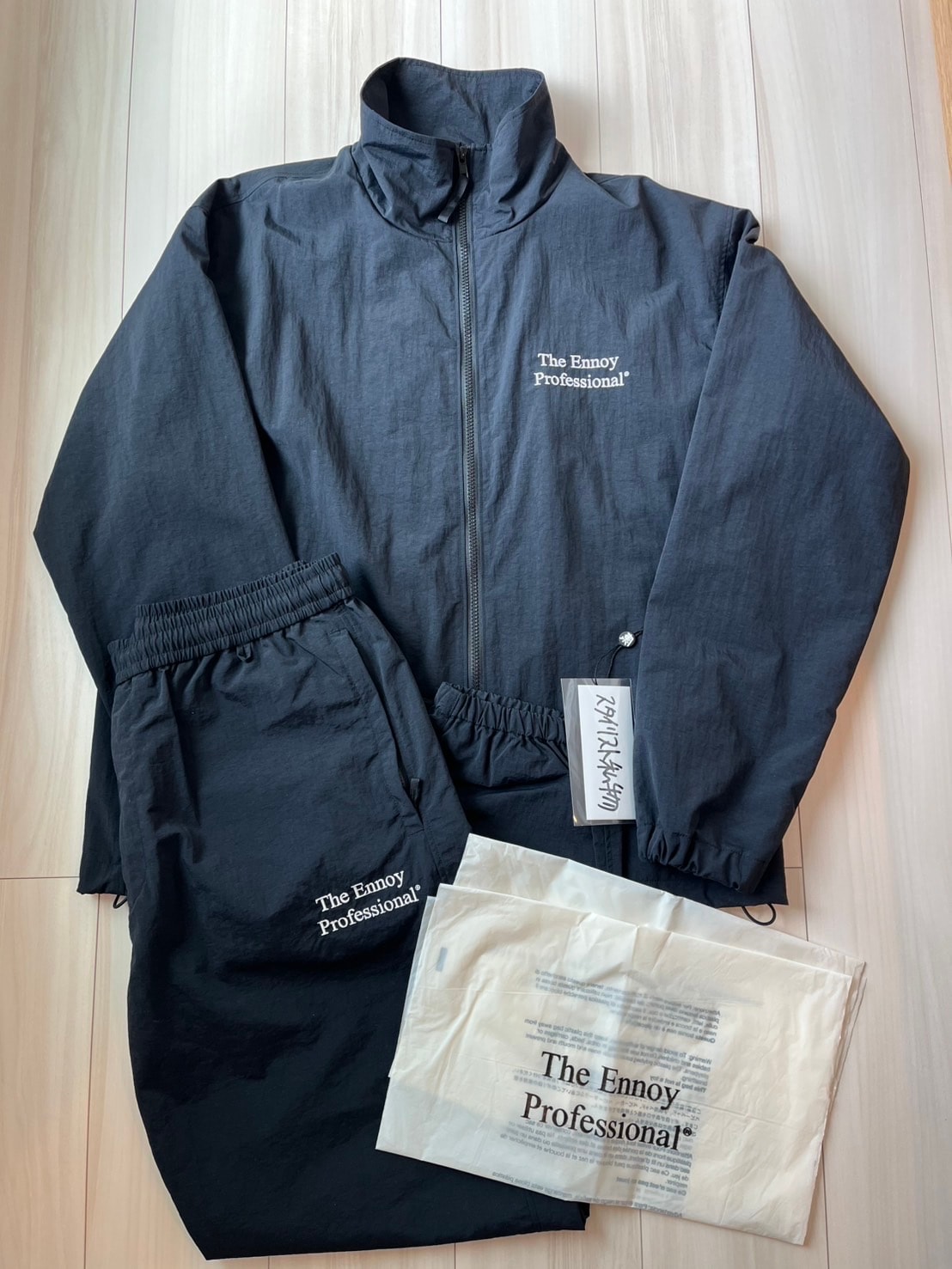 ENNOY 23AW Stylistshibutsu Nylon Track Suit Set Up Black × White AW23BRENJK02LP / AW23BRENPT04LP