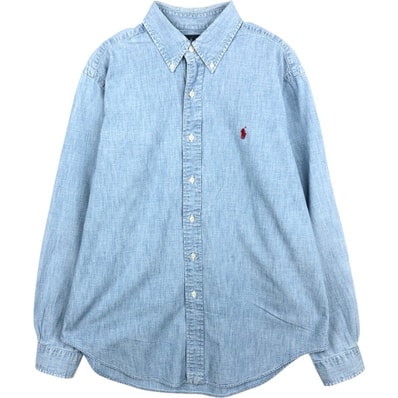 古着 ラルフローレン Ralph Lauren CLASSIC FIT クラシックフィット ボタンダウン 長袖 シャンブレーシャツ メンズL相当/eaa666404