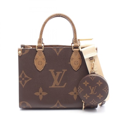 ルイ・ヴィトン LOUIS VUITTON オンザゴーPM ハンドバッグ バッグ PVCコーティングキャンバス モノグラム・リバース ベージュ レディース ブラウン系 / ベージュ系 M46373 【中古】