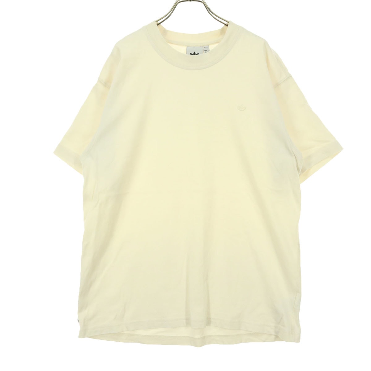 adidas アディダス ワンポイントロゴ 半袖 Tシャツ XL アイボリー系 トレフォイルロゴ