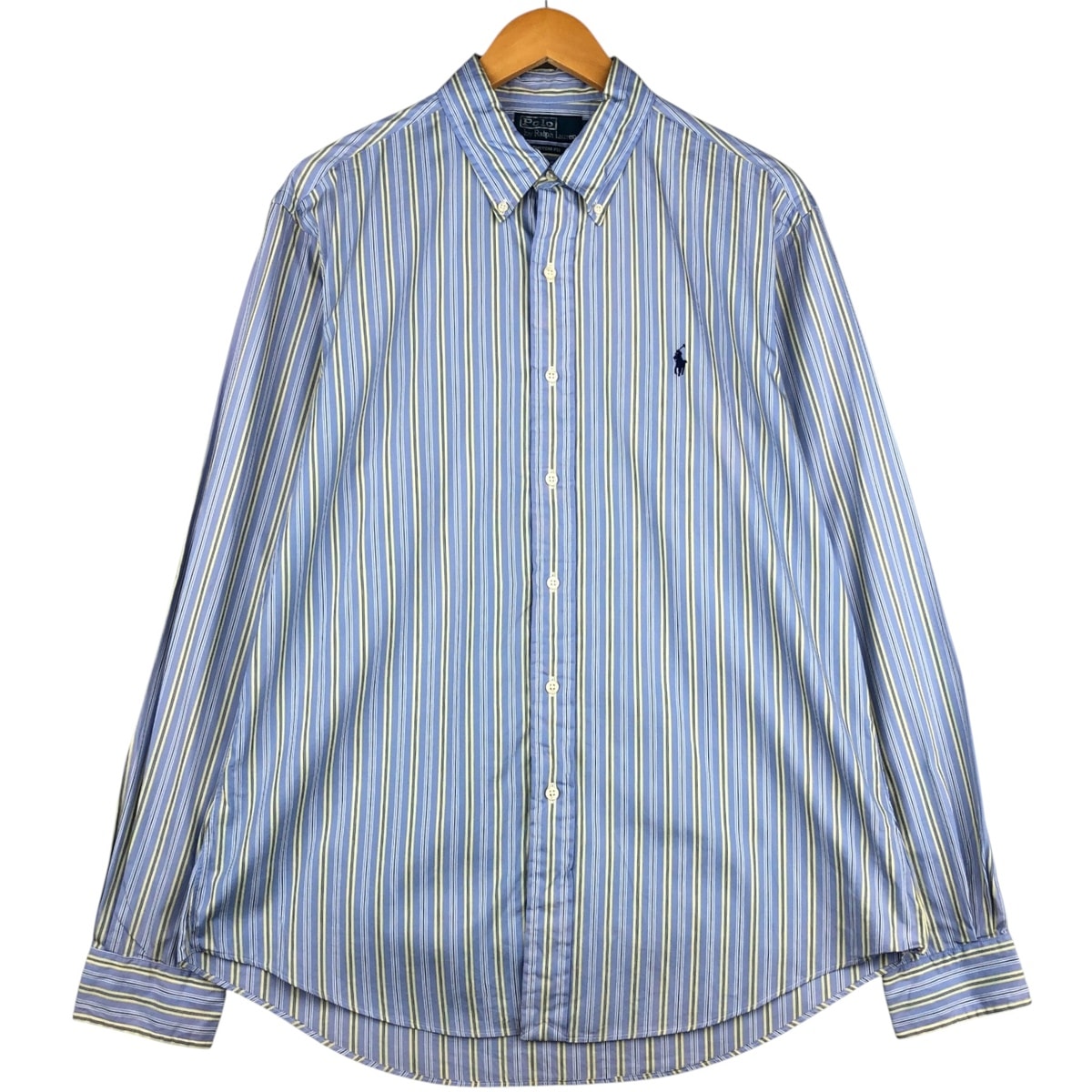 古着 ラルフローレン Ralph Lauren POLO by Ralph Lauren CUSTOM FIT 長袖 ボタンダウンストライプシャツ メンズL相当/eaa594561