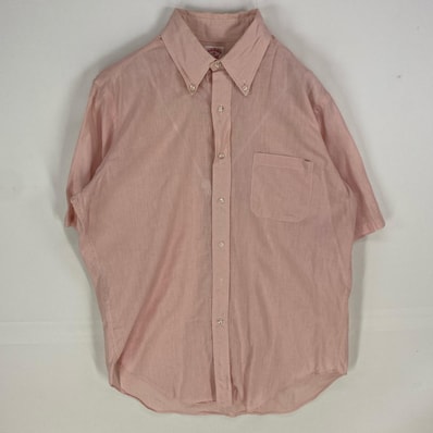 古着 70's/70年代 ヴィンテージ ブルックスブラザーズ Brooks Brothers USA製 半袖シャツ ボタンダウン 1818 15 ピンク系 無地 メンズ