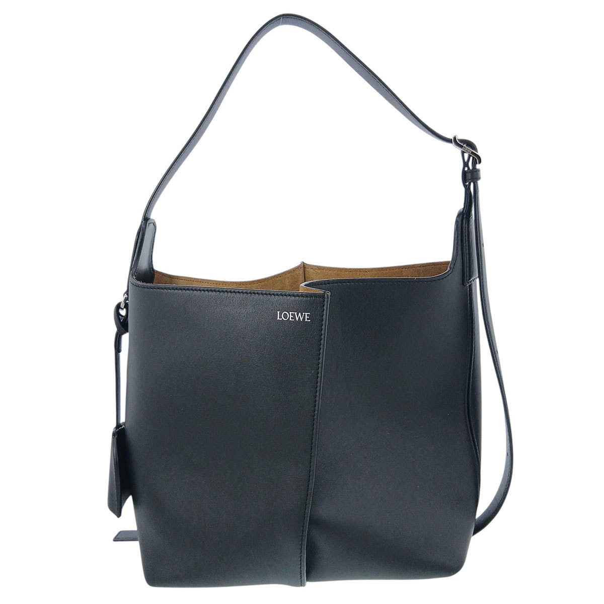 LOEWE ロエベ ビルバオ バケットバッグ ミディアム ハンドバッグ AWRAWRPX01 レザー ブラック  レディース【中古】