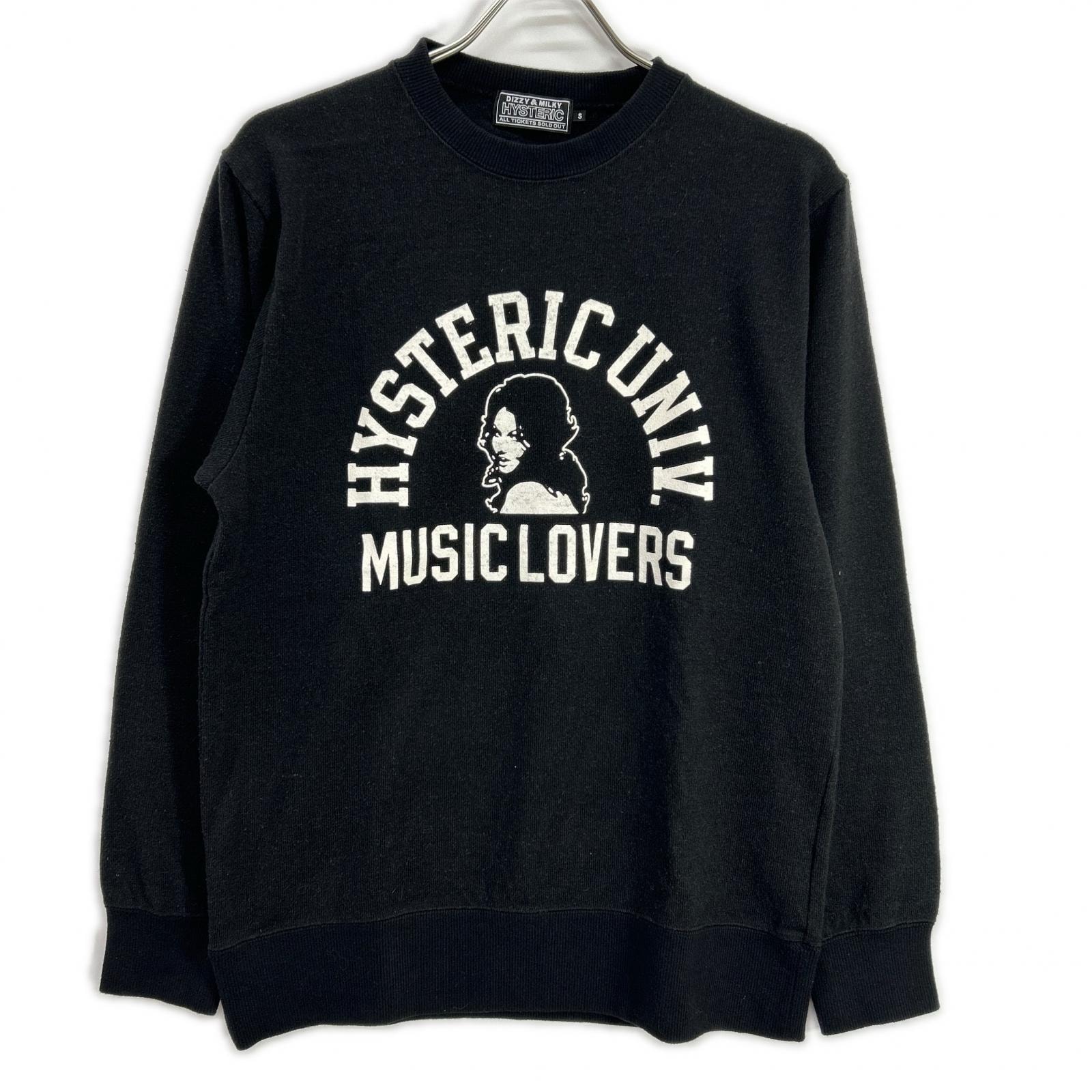 ヒステリックグラマー 02251CS02 ブラック MUSIC LOVERS クルーネック スウェット S