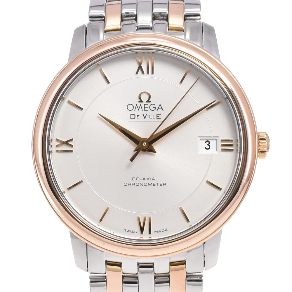 オメガ OMEGA 424.20.37.20.02.002 デビル プレステージ デイト 自動巻き メンズ 良品 J#145115