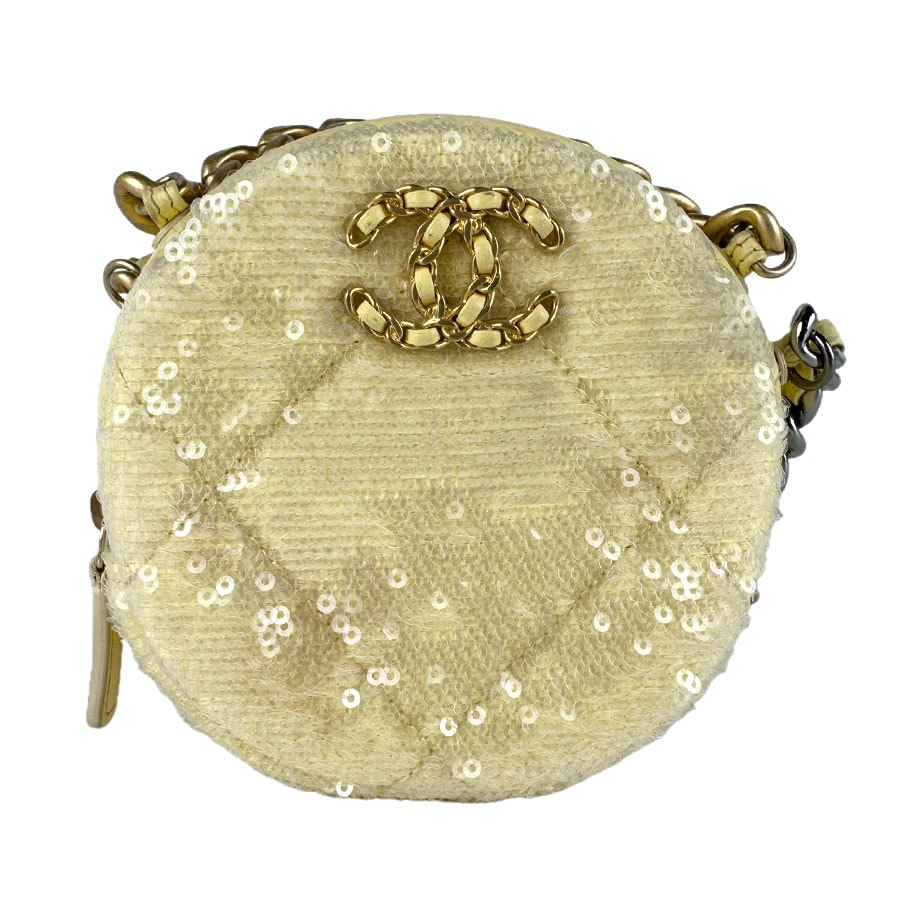 シャネル CHANEL ショルダーバッグ スパンコール/レザー イエロー レディース【中古】 z9288