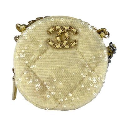 シャネル CHANEL ショルダーバッグ スパンコール/レザー イエロー レディース【中古】 z9288