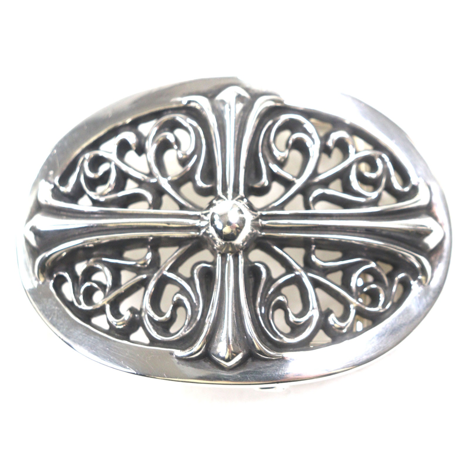 美品 クロムハーツ ベルト クラシック オーバルバックル シルバー メンズ