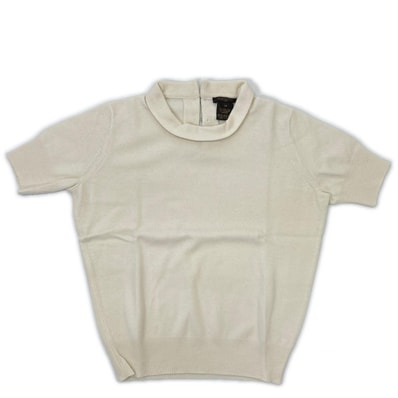 ルイヴィトン ホワイト ウール×カシミヤ 背面ボタン 半袖ニット