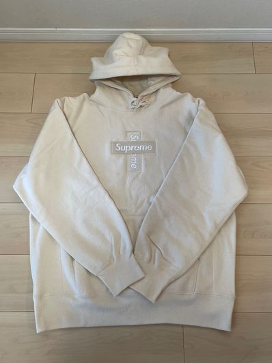 Supreme Cross Box Logo Hooded Sweatshirt "Natural"