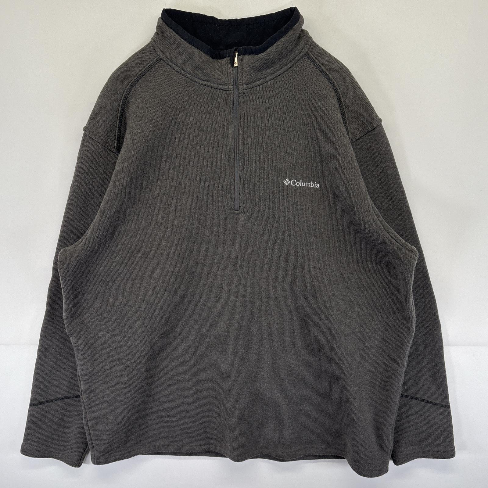 古着 コロンビア Columbia フリーストレーナー ベターセータータイプ ハーフジップ ワンポイントロゴ 14041  ダークグレー メンズ