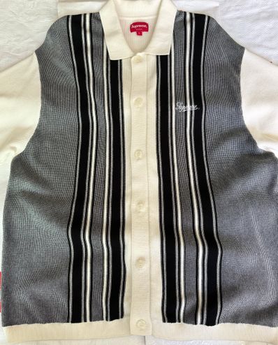 Supreme Stripe Button Up Polo "White"