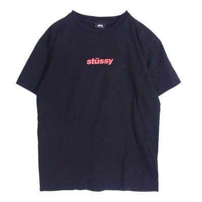 STUSSY ステューシー Tシャツ フロント ロゴ プリント Tシャツ 半袖カットソー ブラック系 S【中古】