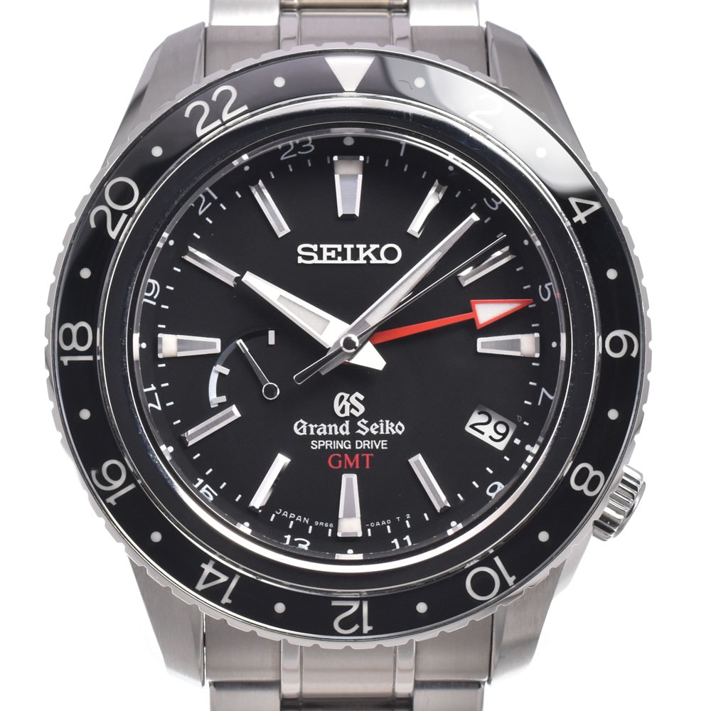 セイコー SEIKO SBGE001/9R66-0AA0 グランドセイコー ブラック スプリングドライブ メンズ 美品 箱・保証書付き 腕時計 M#151055