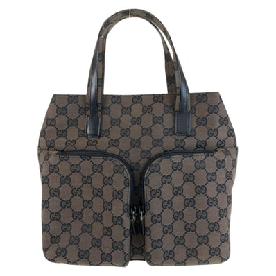 美品 GUCCI グッチ ブラウン ブラック GGキャンバス トートバッグ ハンドバッグ 603772 【中古】