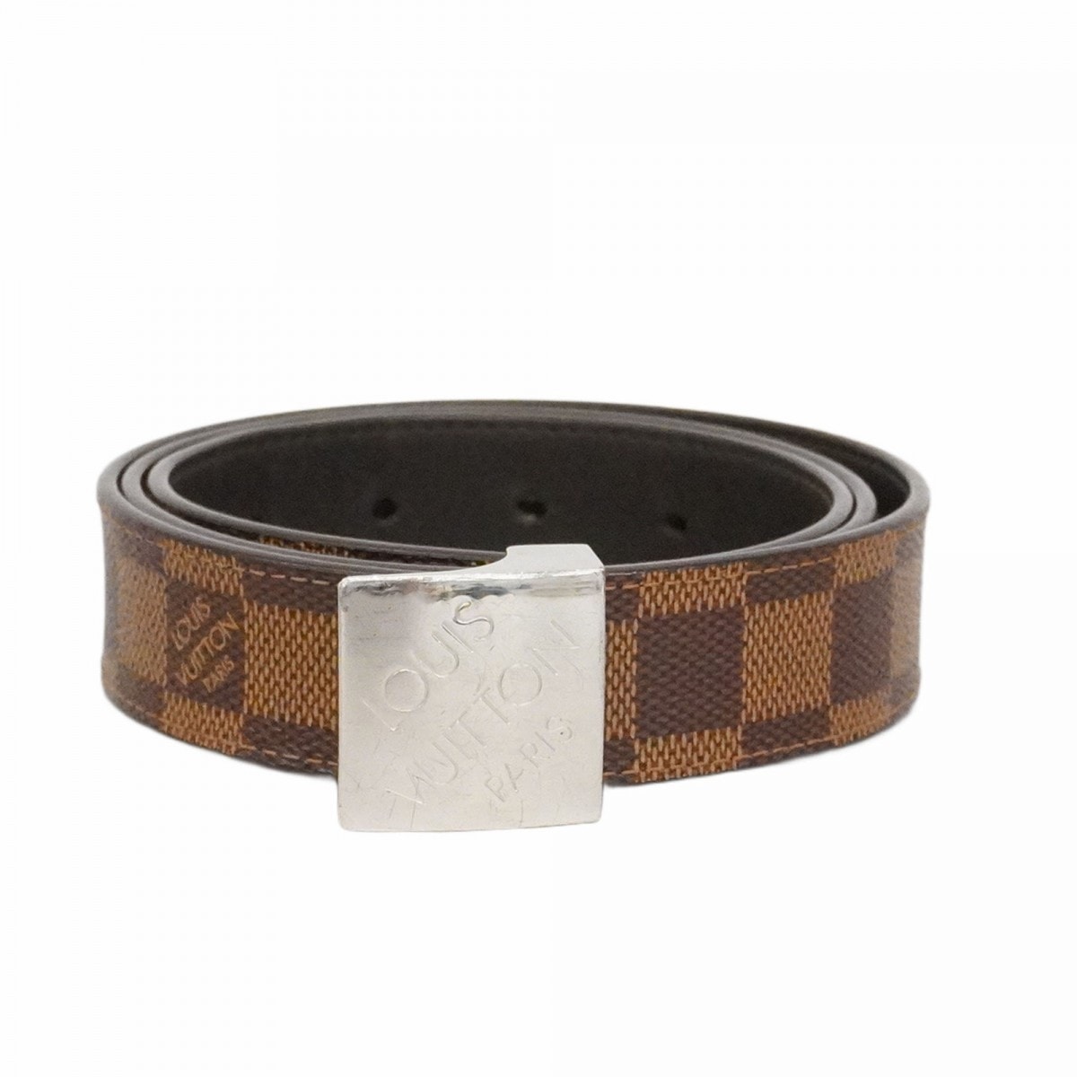 【6cd5114-k】ルイヴィトン ベルト ダミエ サンチュールキャレ M6803V エベヌ【中古】メンズ